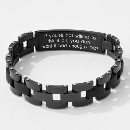 Personalized Engraved Matte Black ID Bracelet